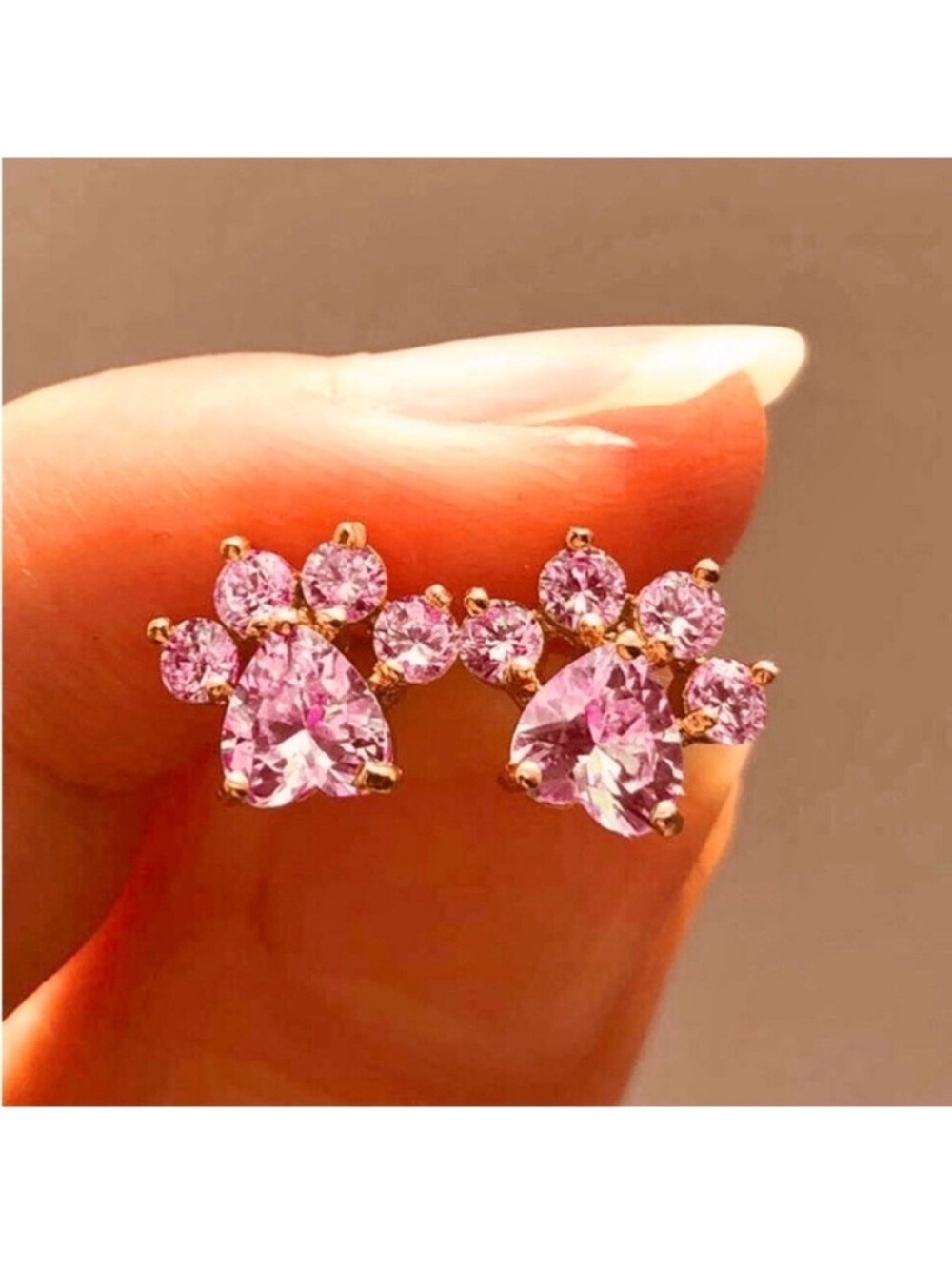 Pink Heart Paw earrings / stud (2 pairs bundle) - Picture 5 of 5